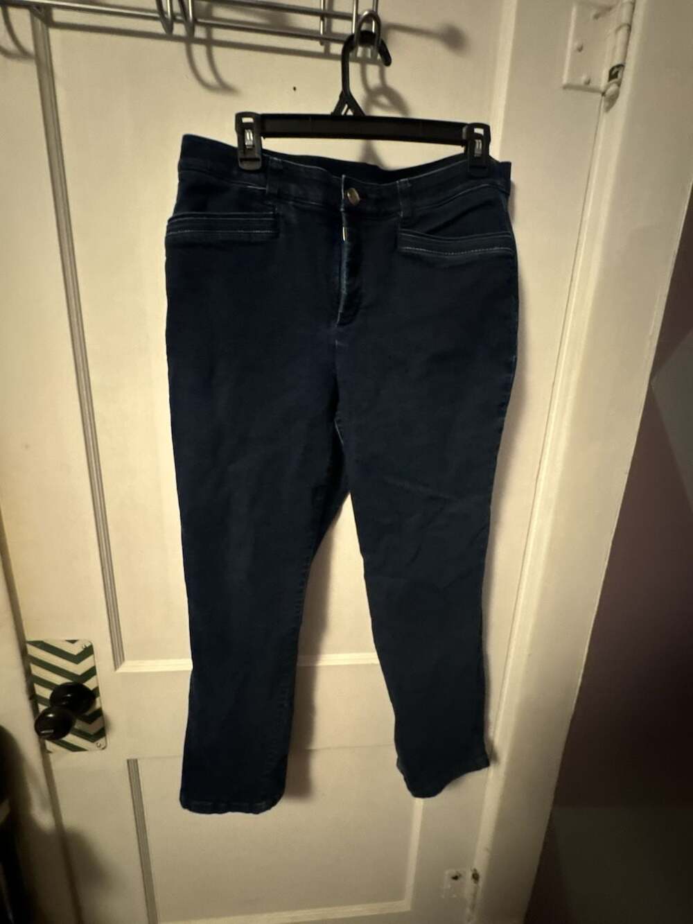 Christopher and Banks Signature Slimming Dark Blue Stretch Denim Jeans 12 Short